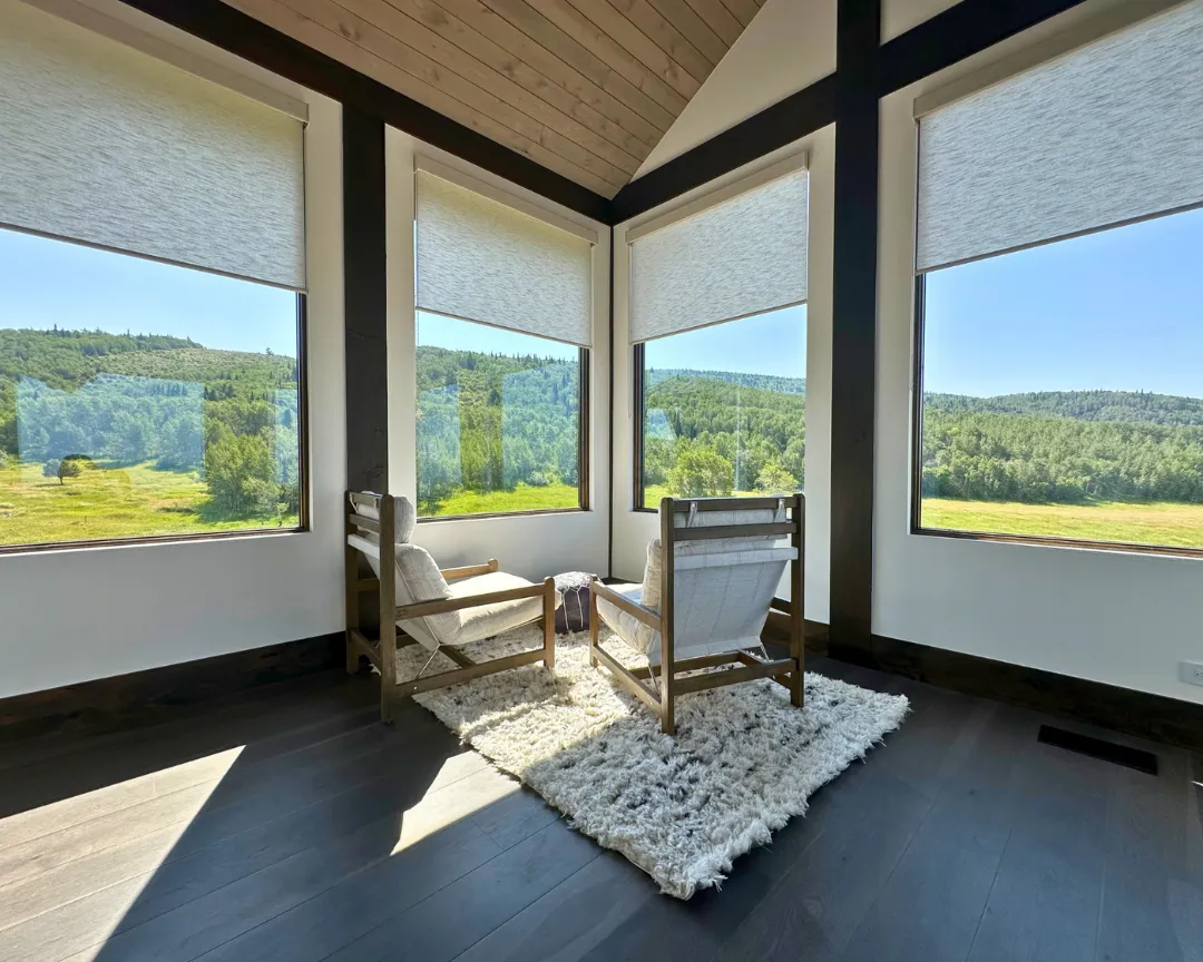 Window treatments installation in living area